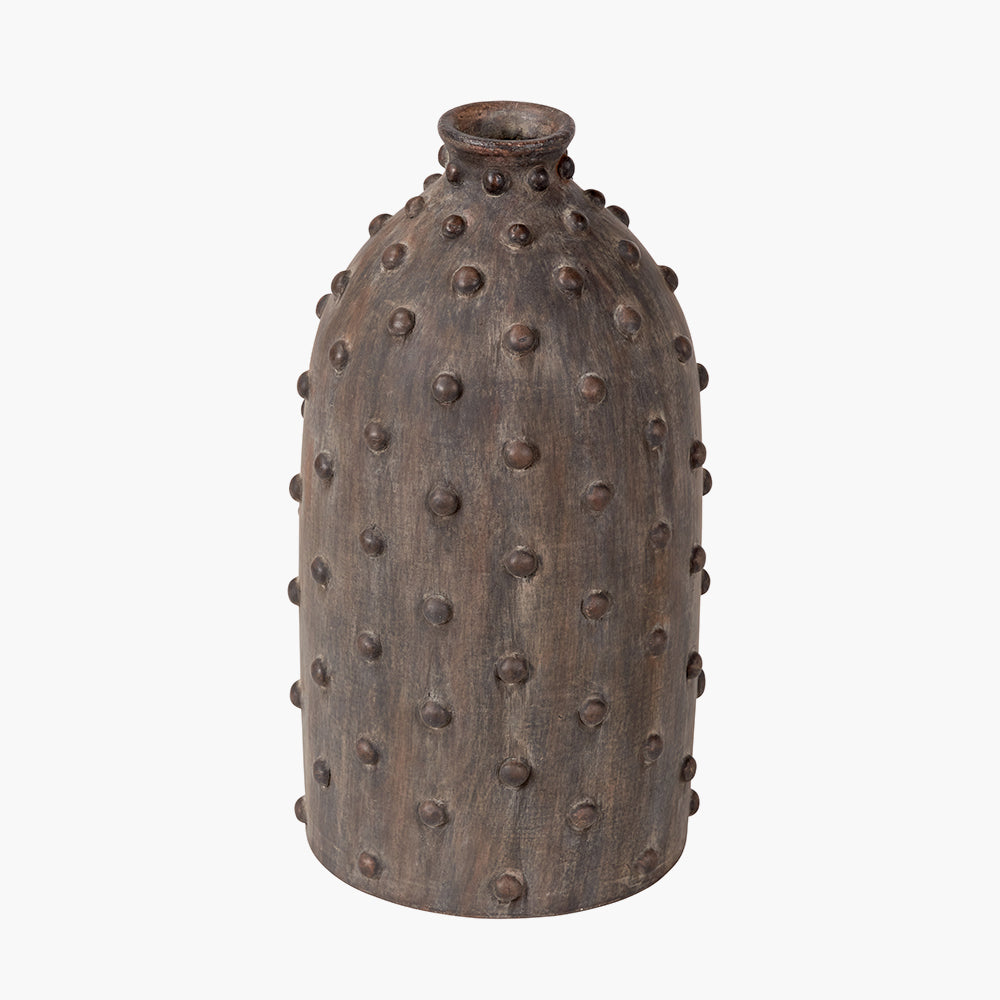 Kali Textured Dot Grey Stoneware Vase