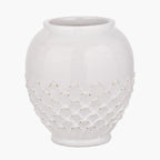 Willow White Leaf Detail Stoneware Vase