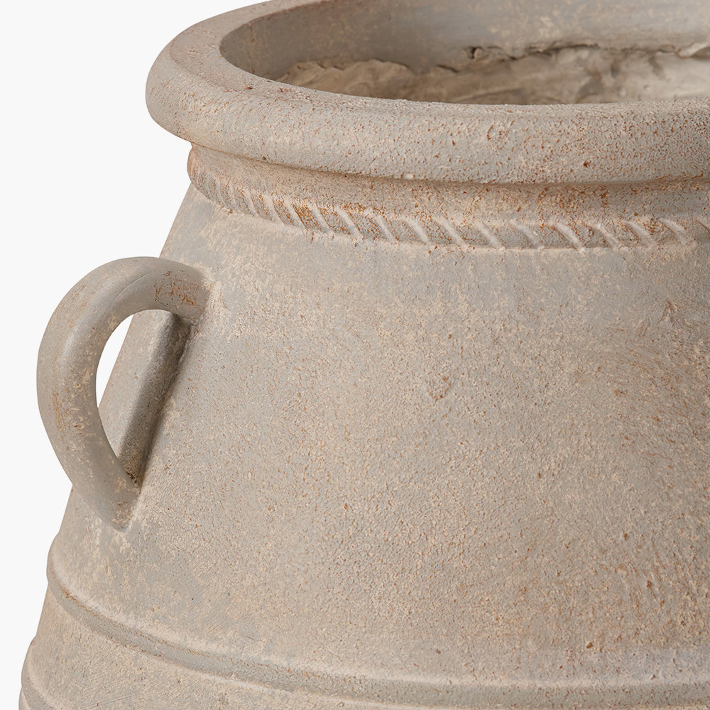 Grey Wash Fibrestone Decorative Vase with Handles