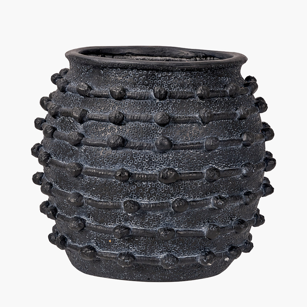 Black Bobble Fibrestone  Decorative Planter Large