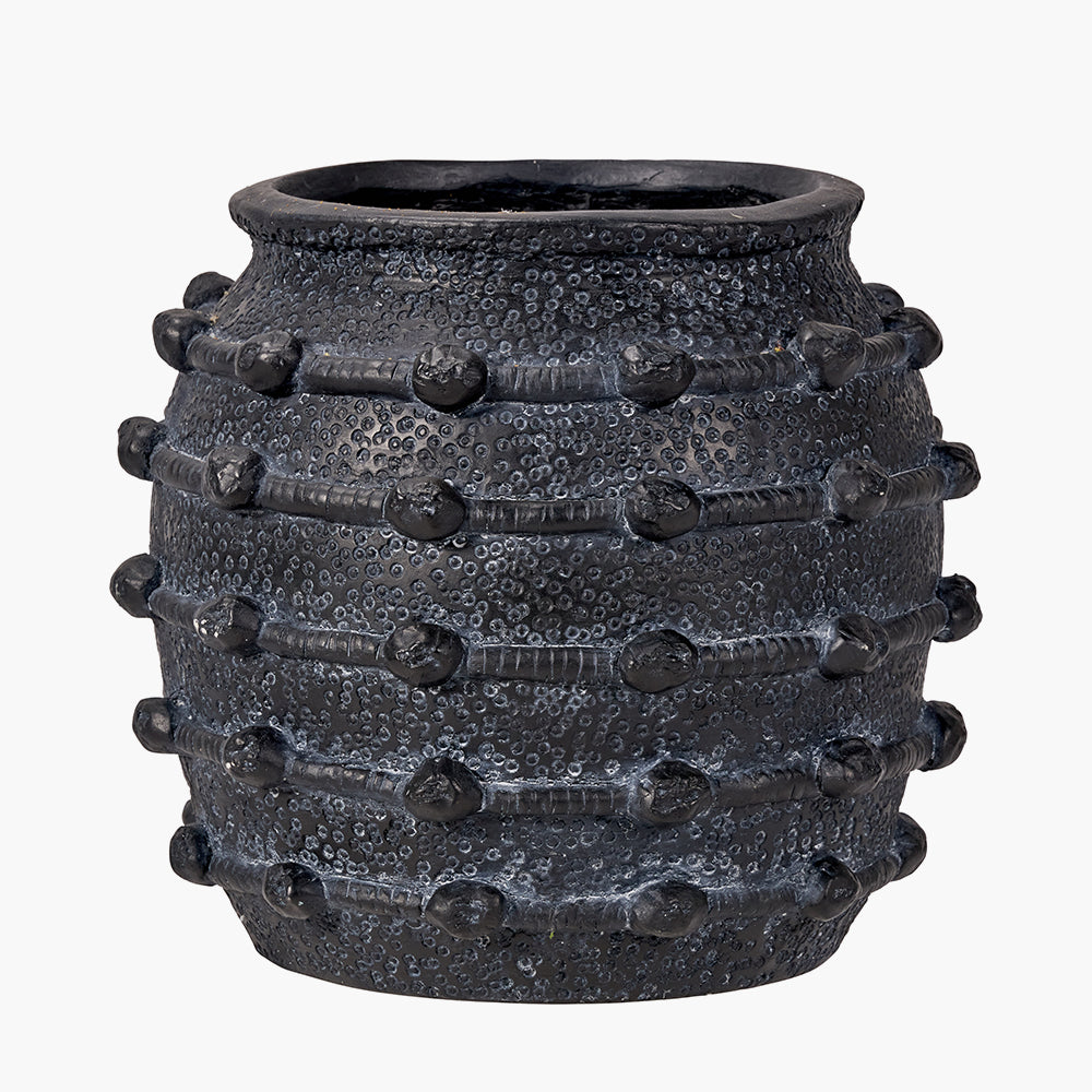 Black Bobble Fibrestone  Decorative Planter