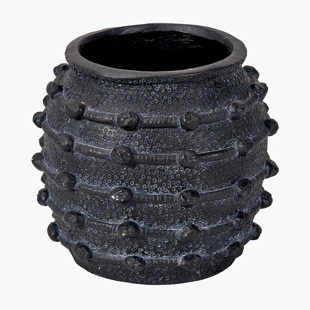Black Bobble Fibrestone  Decorative Planter