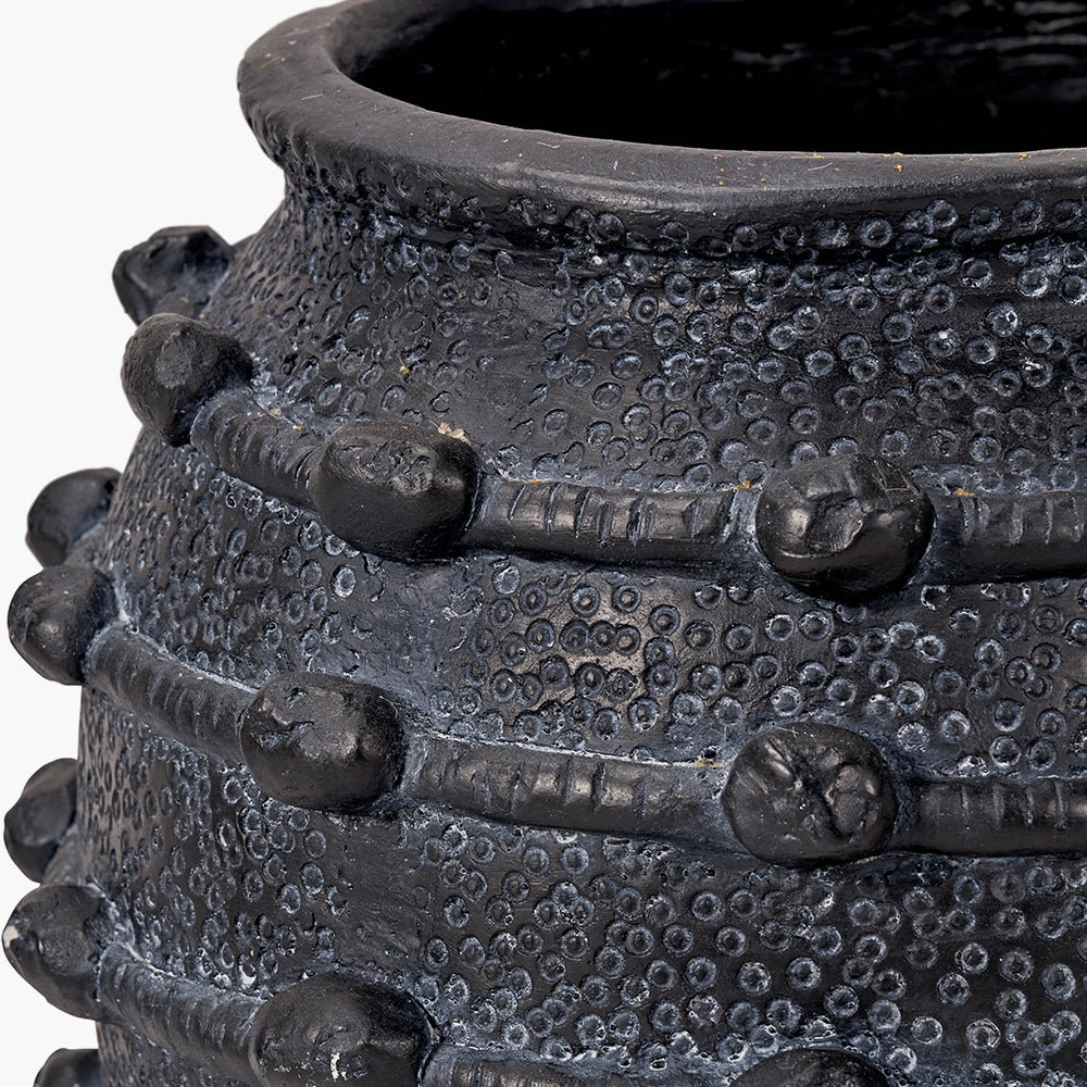 Black Bobble Fibrestone  Decorative Planter