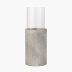 Stone Grey Metal and Clear Glass Hurricane Large