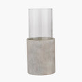 Stone Grey Metal and Clear Glass Hurricane