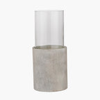 Stone Grey Metal and Clear Glass Hurricane