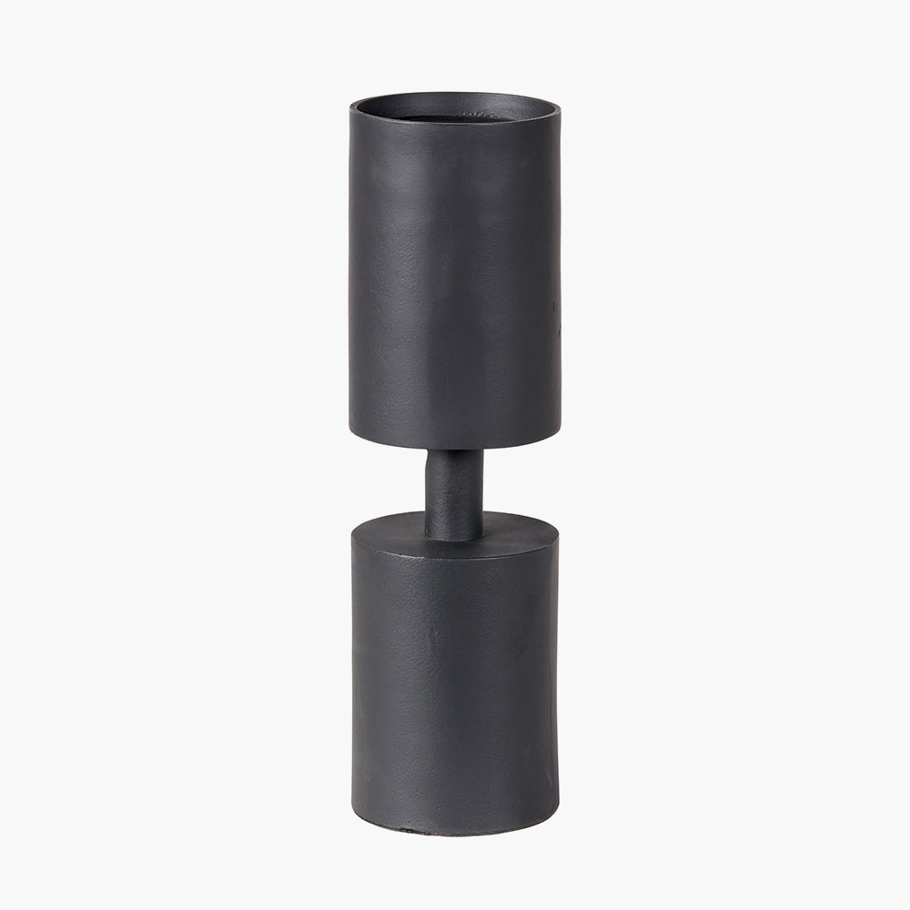 Matt Black Metal Pillar Candle Holder Large