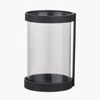 Black Ribbed Metal and Clear Glass Hurricane Large