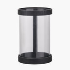Black Ribbed Metal and Clear Glass Hurricane Large