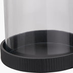 Black Ribbed Metal and Clear Glass Hurricane Large
