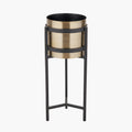Brass and Matt Black Metal Floor Planter Large