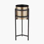 Brass and Matt Black Metal Floor Planter Large