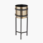 Brass and Matt Black Metal Floor Planter Large
