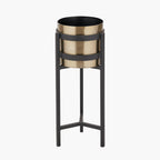 Brass and Matt Black Metal Floor Planter