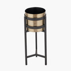 Brass and Matt Black Metal Floor Planter