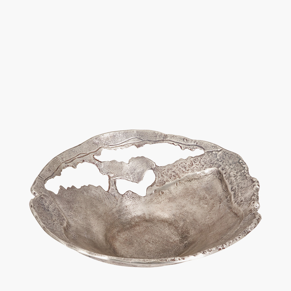 Antique Silver Cast Metal Decorative Bowl