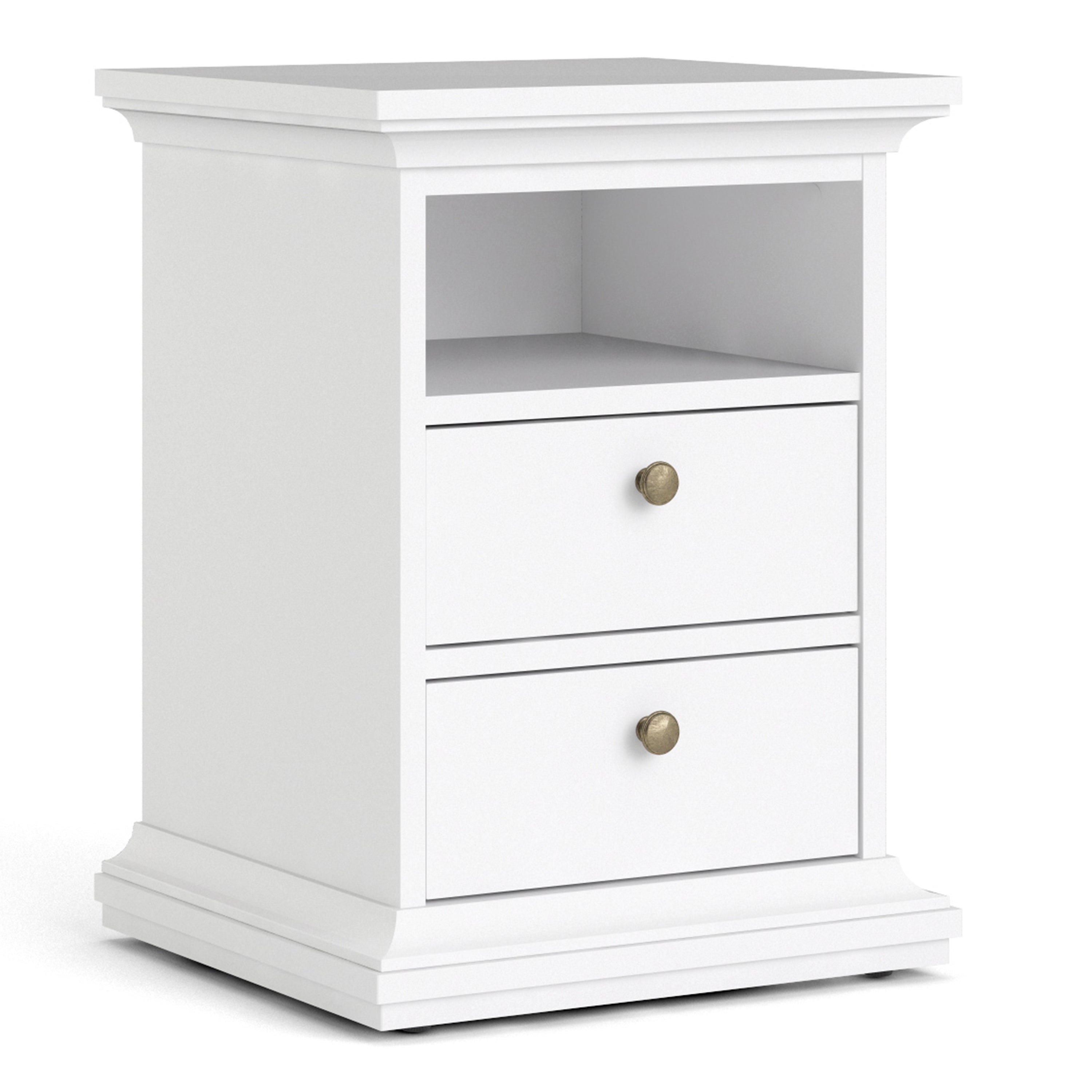 Paris Package - Bedside 2 Drawers + Chest of 4 Drawers + Wardrobe with 2 Doors White
