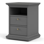 Paris Bedside 2 Drawers in Matt Grey