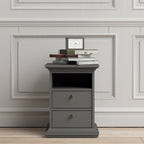 Paris Bedside 2 Drawers in Matt Grey
