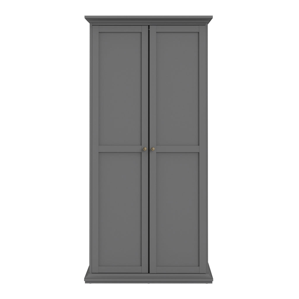 Paris Wardrobe with 2 Doors in Matt Grey