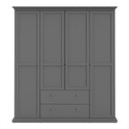 Paris Wardrobe with 4 Doors and 2 Drawers in Matt Grey