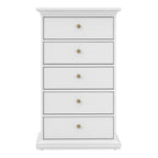 Paris Chest 5 Drawers in White