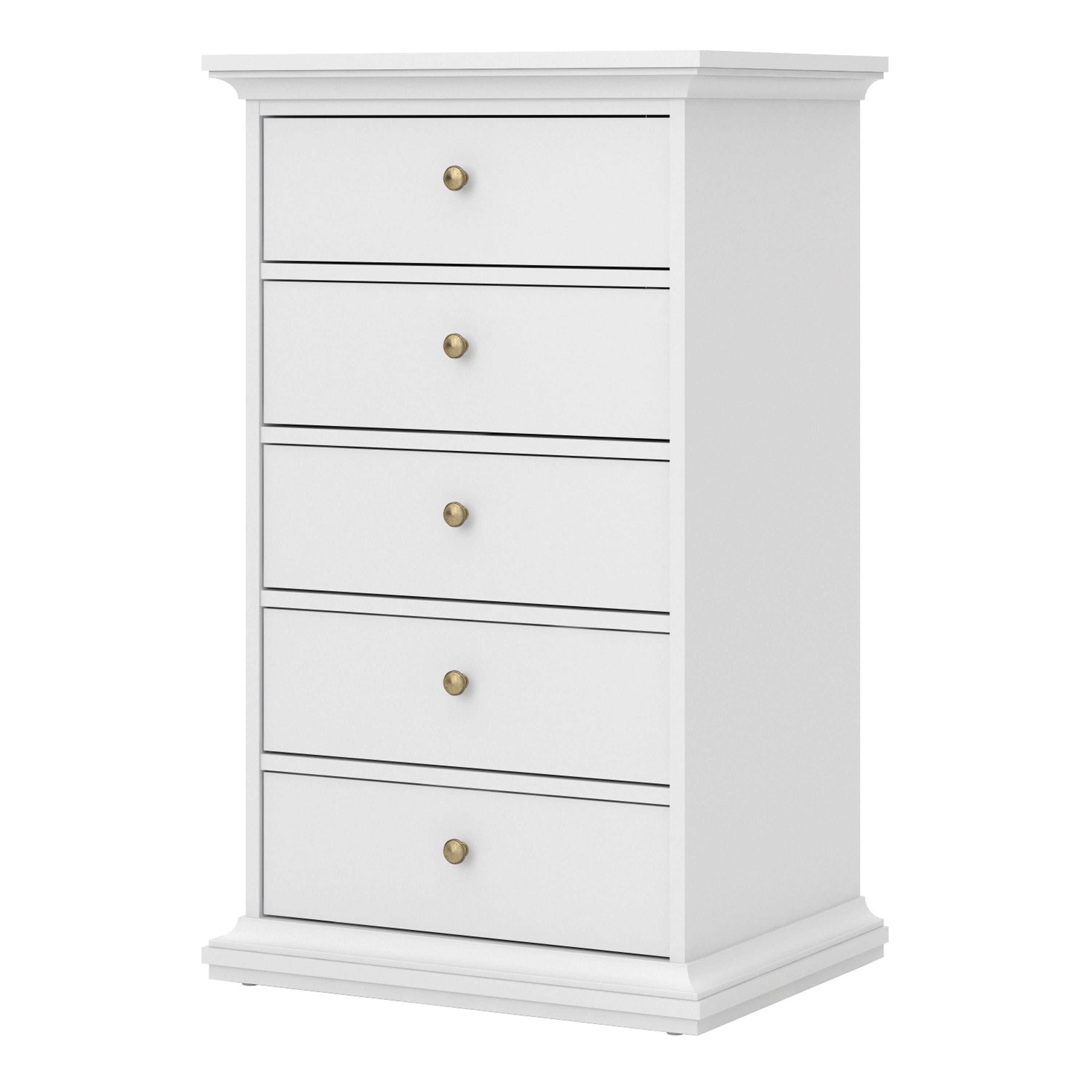 Paris Chest 5 Drawers in White