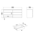 Naia Wide Chest of 6 Drawers (3+3) in Black Matt