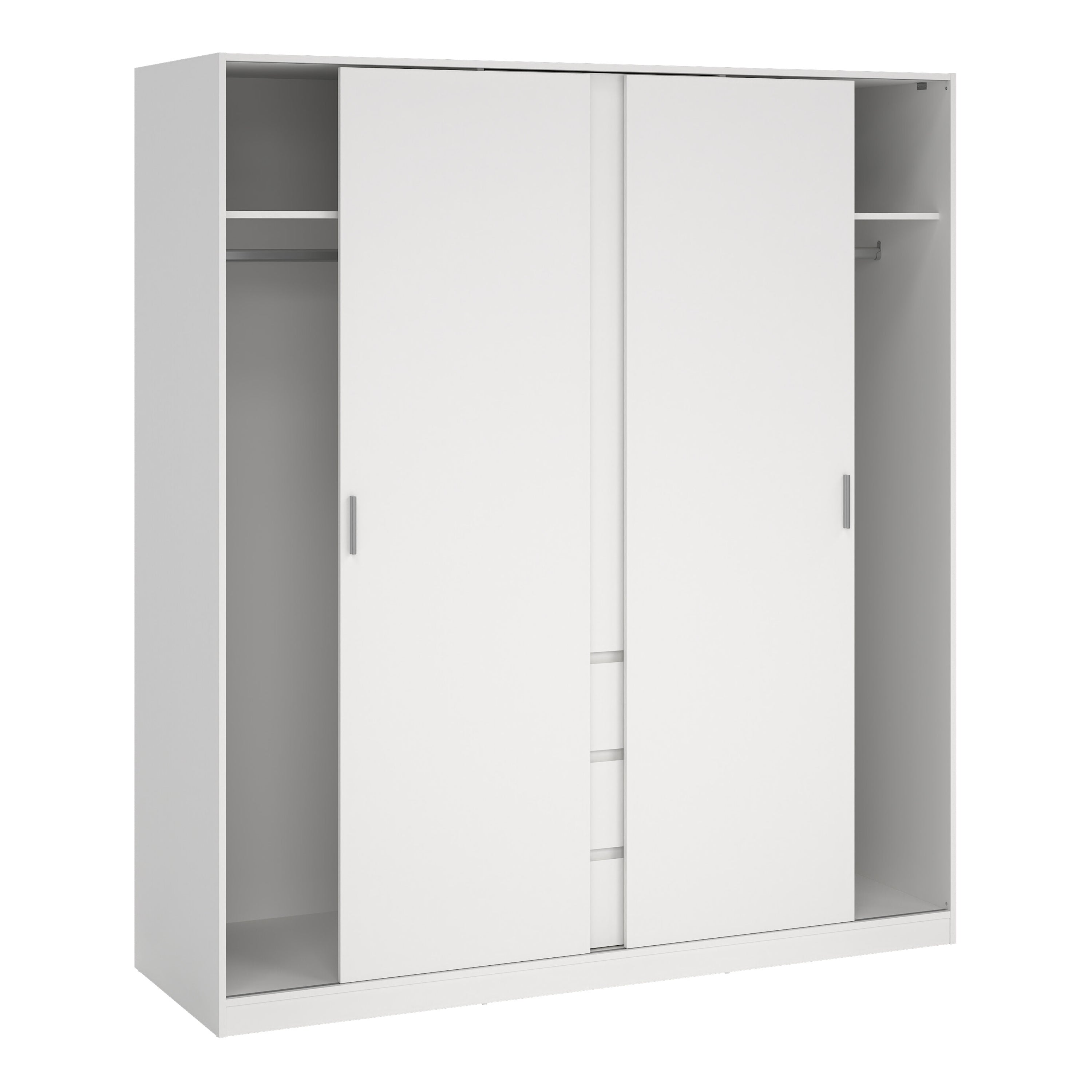 Naia Wardrobe with 2 Sliding Doors + 1 Door + 3 Drawers in White