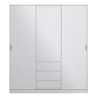 Naia Wardrobe with 2 Sliding Doors 1 Door 3 Drawers in White High Gloss