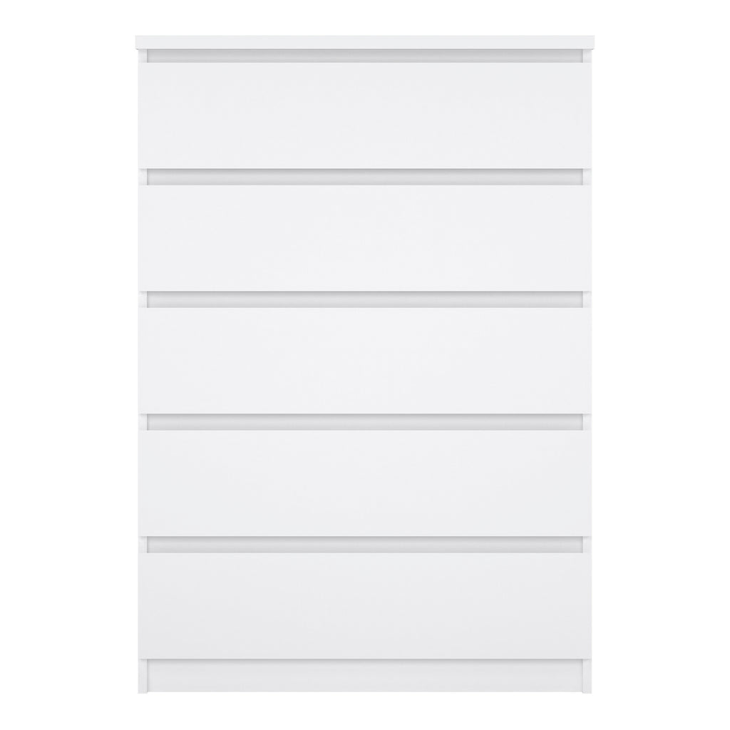 Naia Chest of 5 Drawers in White High Gloss