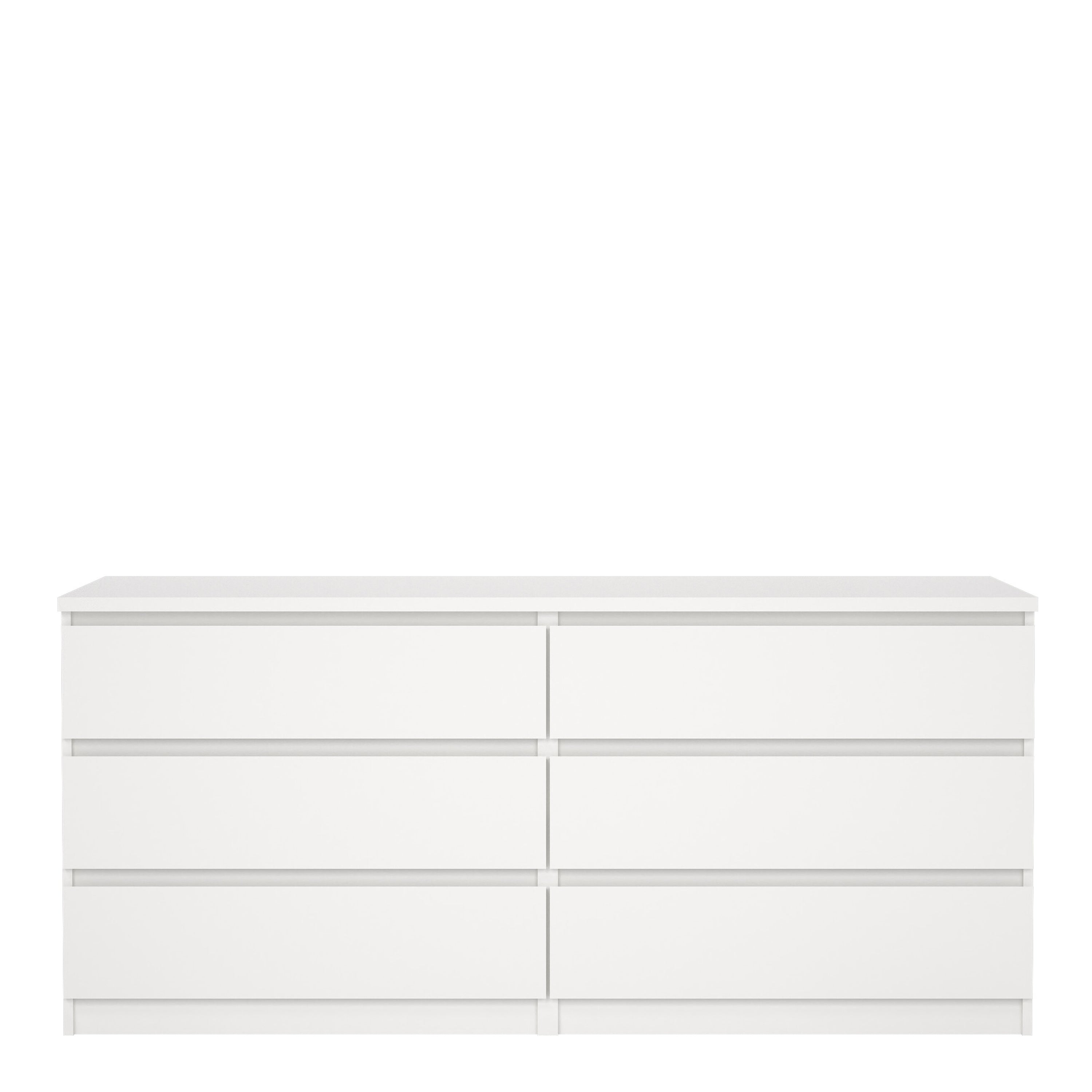 Naia Wide Chest of 6 Drawers (3+3) in White