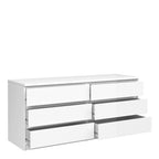 Naia Wide Chest of 6 Drawers (3+3) in White High Gloss
