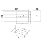 Naia Wide Chest of 6 Drawers (3+3) in White High Gloss