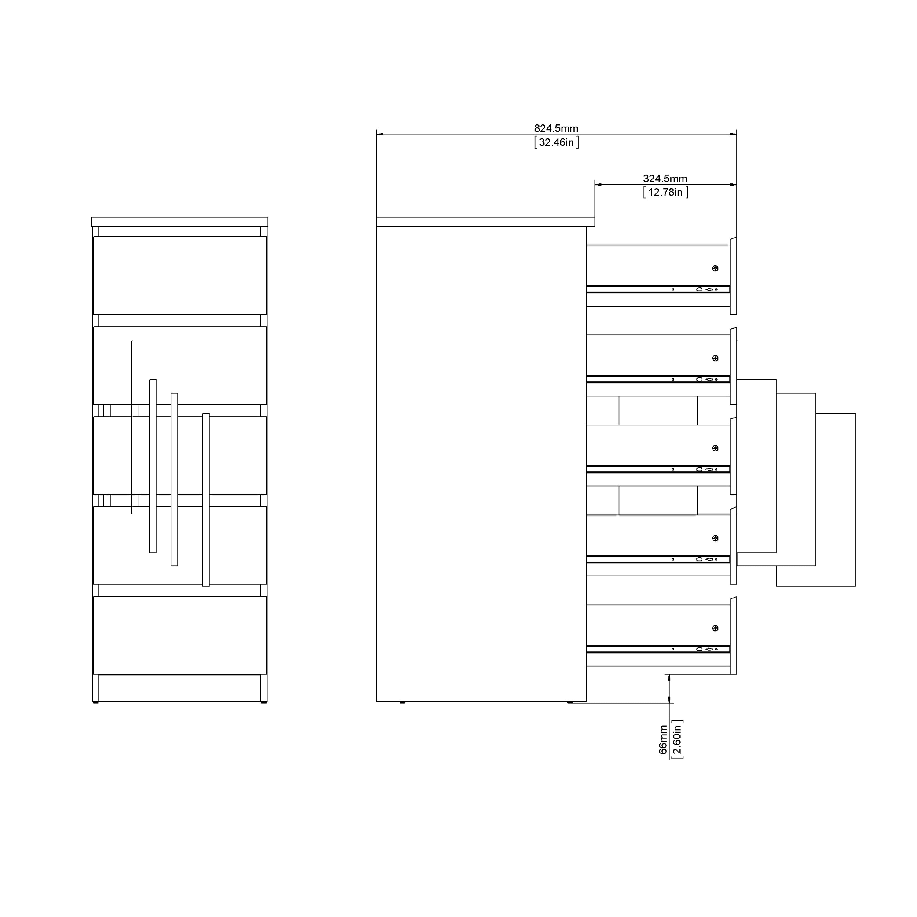 Naia Narrow Chest of 5 Drawers in White