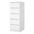 Naia Narrow Chest of 5 Drawers in White