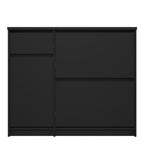 Naia Shoe Cabinet with 2 Flip Down Doors 1 Door and 1 Drawer in Black Matt