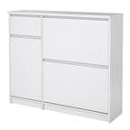 Naia Shoe Cabinet with 2 Flip Down Doors 1 Door and 1 Drawer in White High Gloss