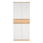 Naia Shoe Cabinet with 4 Doors 1 Drawer in Jackson Hickory Oak and White