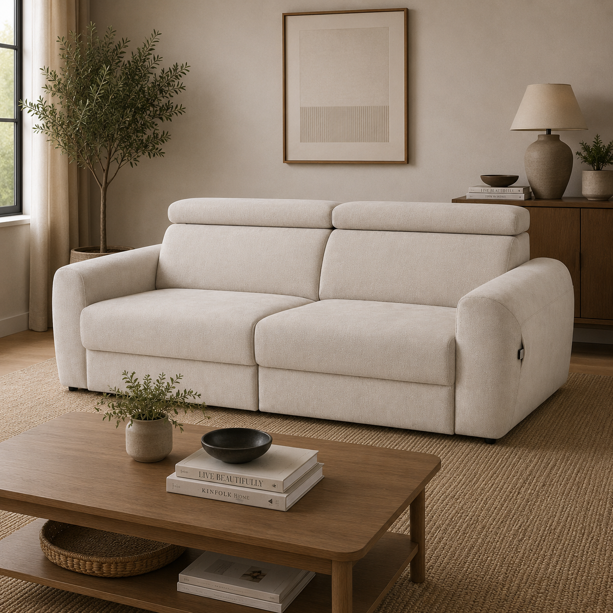 Dakota Electric Sofabed Beige 3 Seater