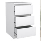 Naia Package - Bedside 3 Drawers + Chest of 5 Drawers + Wardrobe with 2 Doors + 1 Drawer in White High Gloss