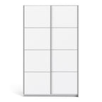 Verona Sliding Wardrobe 120cm in White with White Doors with 5 Shelves