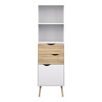 Oslo Bookcase 2 Drawers 1 Door in White and Oak