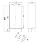 Oslo Wardrobe 2 Doors 2 Drawers in Black and Oak