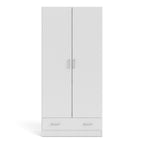Space Wardrobe with 2 Doors + 1 Drawer in White 1750