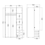 Space Wardrobe 3 Doors 3 Drawers in White 2000