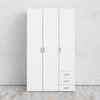 Space Wardrobe 3 Doors 3 Drawers in White 2000