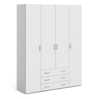 Space Wardrobe 4 Doors 3 Drawers in White 2000