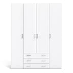 Space Wardrobe 4 Doors 3 Drawers in White 2000