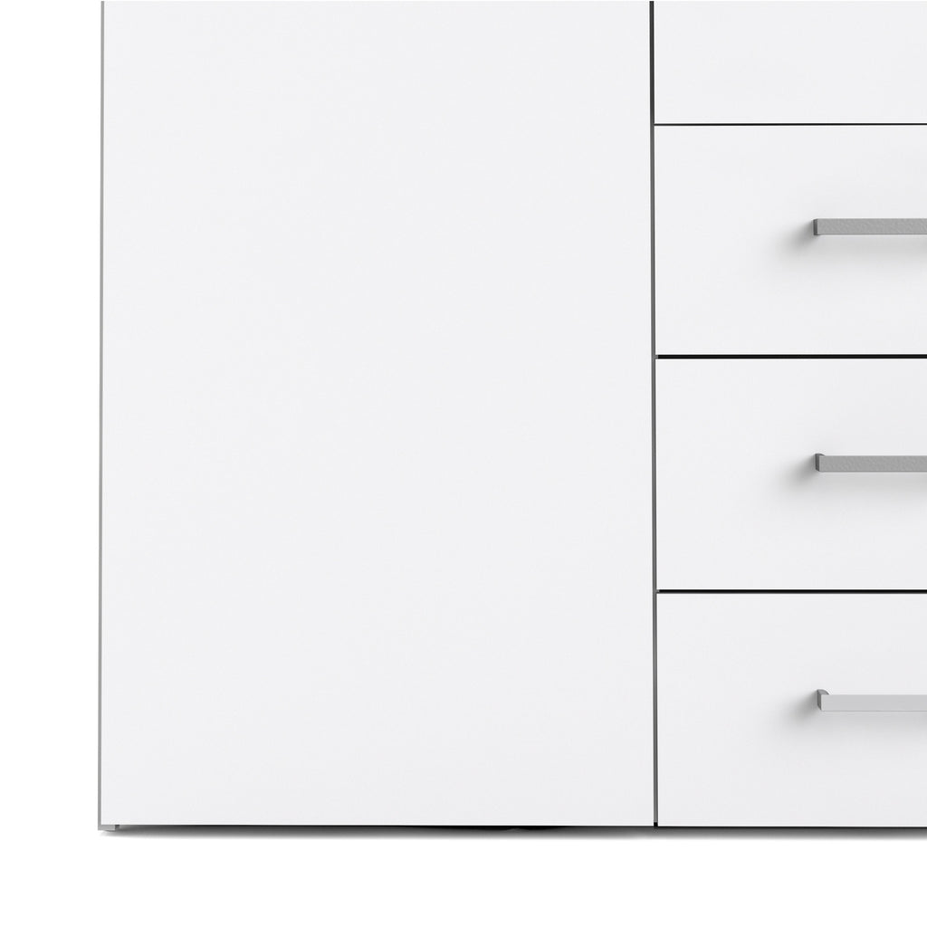Space Wardrobe 4 Doors 3 Drawers in White 2000